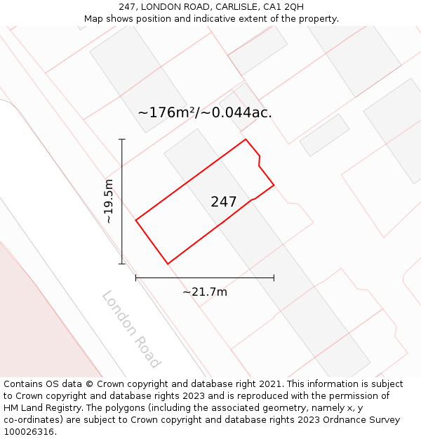 247, LONDON ROAD, CARLISLE, CA1 2QH: Plot and title map