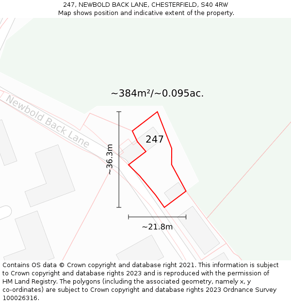 247, NEWBOLD BACK LANE, CHESTERFIELD, S40 4RW: Plot and title map