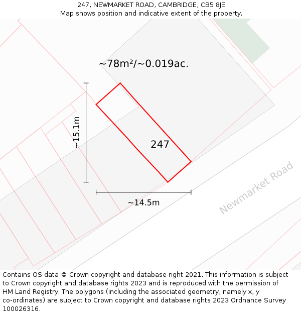 247, NEWMARKET ROAD, CAMBRIDGE, CB5 8JE: Plot and title map