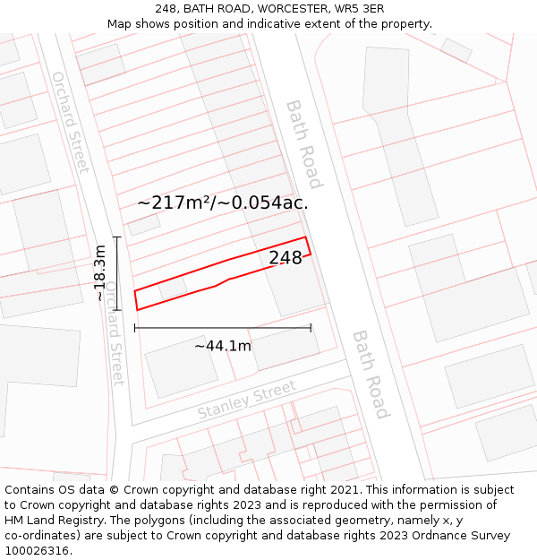 248, BATH ROAD, WORCESTER, WR5 3ER: Plot and title map