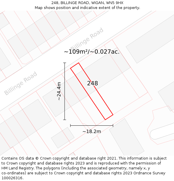 248, BILLINGE ROAD, WIGAN, WN5 9HX: Plot and title map