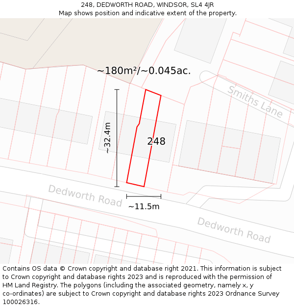 248, DEDWORTH ROAD, WINDSOR, SL4 4JR: Plot and title map