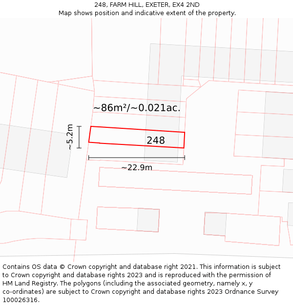 248, FARM HILL, EXETER, EX4 2ND: Plot and title map