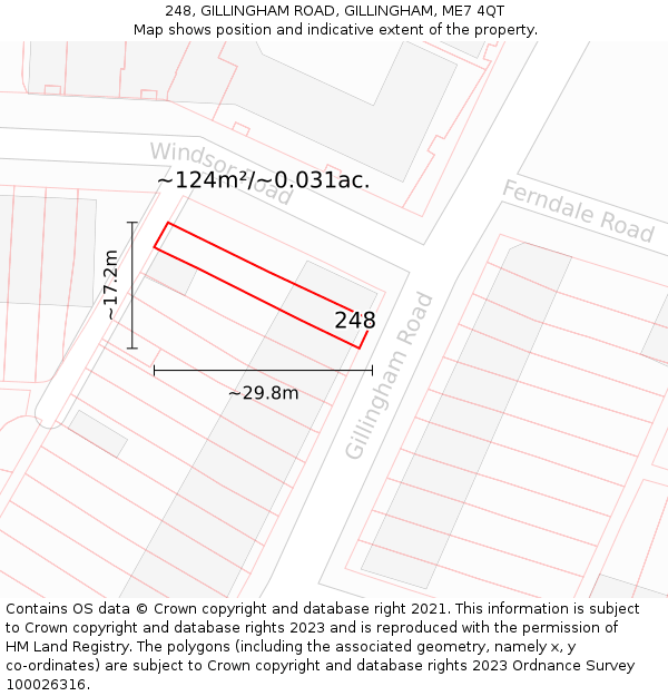 248, GILLINGHAM ROAD, GILLINGHAM, ME7 4QT: Plot and title map