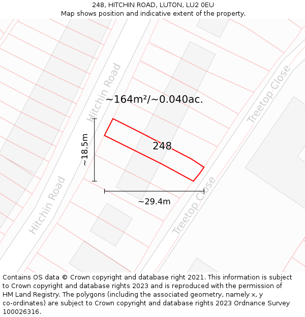 248, HITCHIN ROAD, LUTON, LU2 0EU: Plot and title map