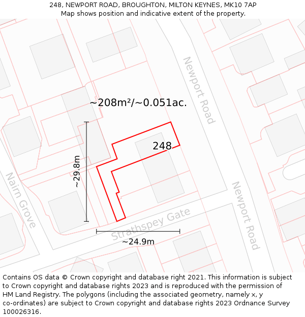 248, NEWPORT ROAD, BROUGHTON, MILTON KEYNES, MK10 7AP: Plot and title map