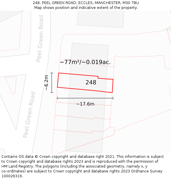 248, PEEL GREEN ROAD, ECCLES, MANCHESTER, M30 7BU: Plot and title map