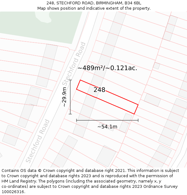 248, STECHFORD ROAD, BIRMINGHAM, B34 6BL: Plot and title map