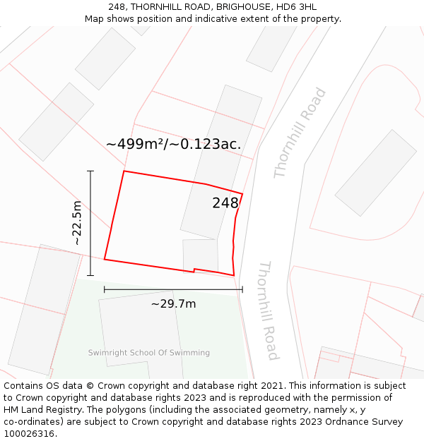 248, THORNHILL ROAD, BRIGHOUSE, HD6 3HL: Plot and title map