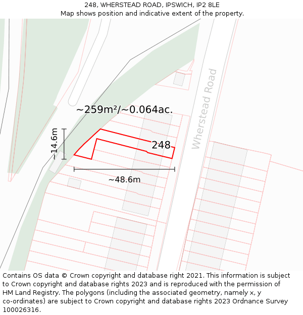 248, WHERSTEAD ROAD, IPSWICH, IP2 8LE: Plot and title map