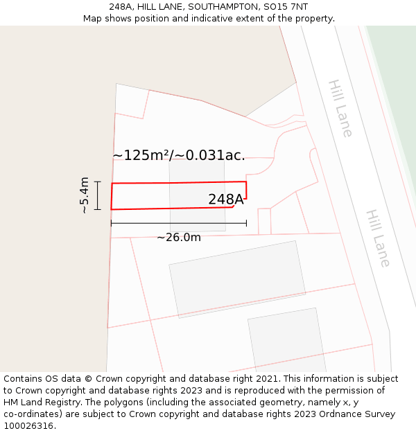 248A, HILL LANE, SOUTHAMPTON, SO15 7NT: Plot and title map