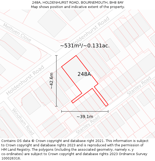 248A, HOLDENHURST ROAD, BOURNEMOUTH, BH8 8AY: Plot and title map