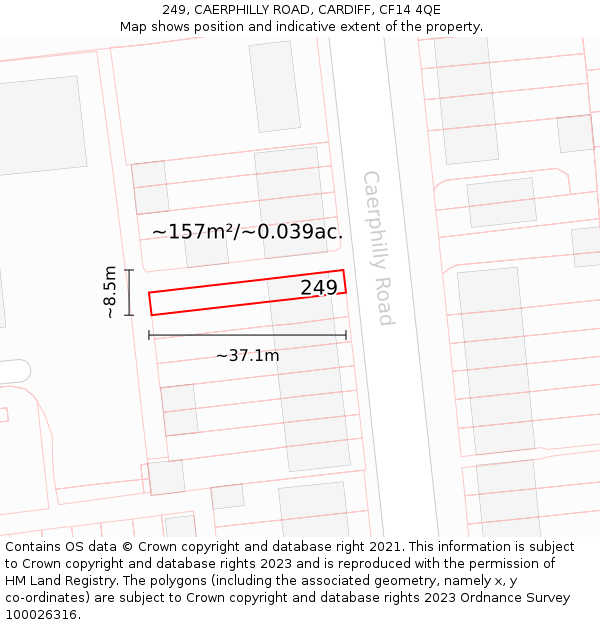 249, CAERPHILLY ROAD, CARDIFF, CF14 4QE: Plot and title map