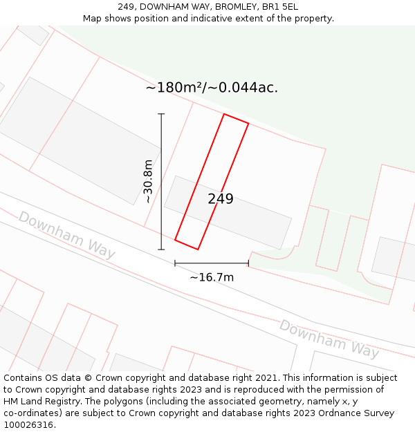 249, DOWNHAM WAY, BROMLEY, BR1 5EL: Plot and title map
