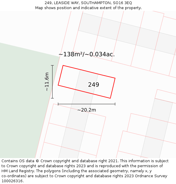 249, LEASIDE WAY, SOUTHAMPTON, SO16 3EQ: Plot and title map