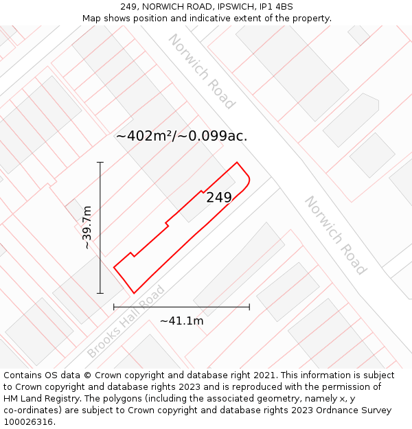 249, NORWICH ROAD, IPSWICH, IP1 4BS: Plot and title map
