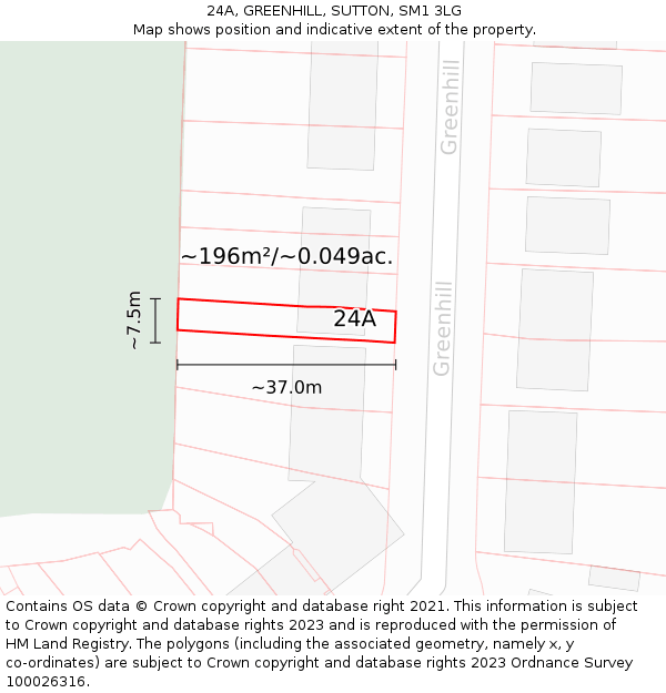 24A, GREENHILL, SUTTON, SM1 3LG: Plot and title map