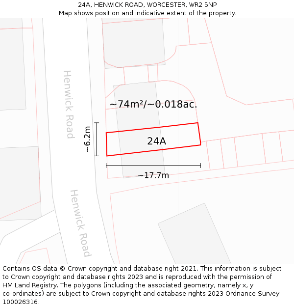 24A, HENWICK ROAD, WORCESTER, WR2 5NP: Plot and title map