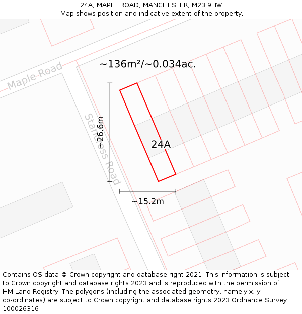 24A, MAPLE ROAD, MANCHESTER, M23 9HW: Plot and title map