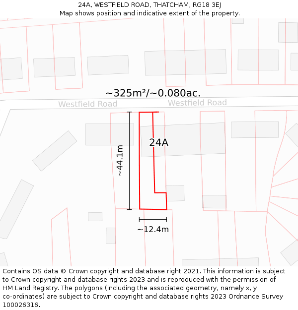 24A, WESTFIELD ROAD, THATCHAM, RG18 3EJ: Plot and title map