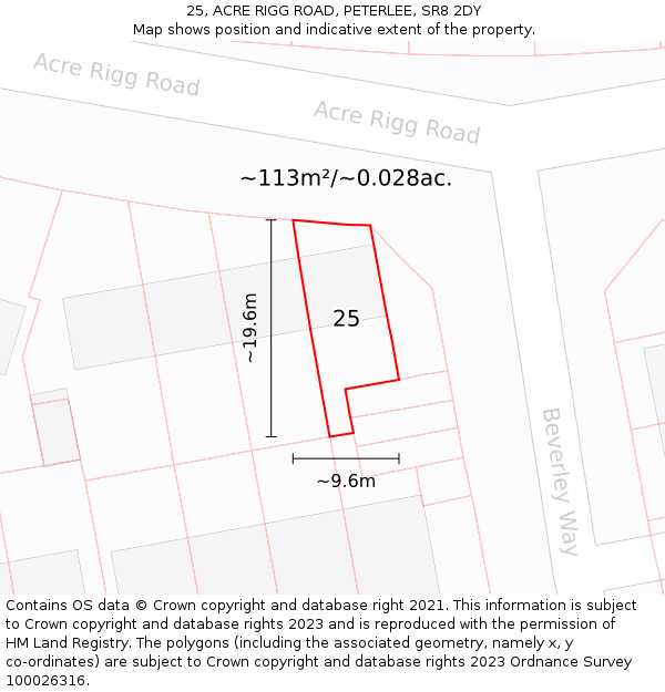 25, ACRE RIGG ROAD, PETERLEE, SR8 2DY: Plot and title map