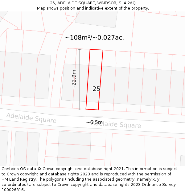 25, ADELAIDE SQUARE, WINDSOR, SL4 2AQ: Plot and title map