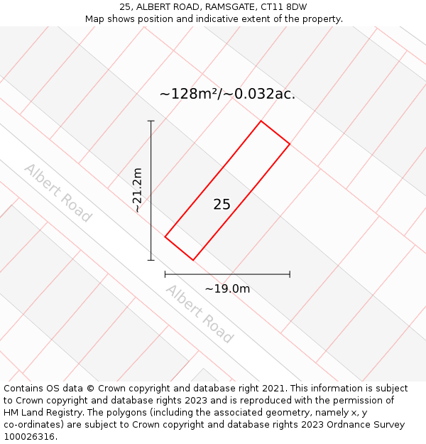 25, ALBERT ROAD, RAMSGATE, CT11 8DW: Plot and title map