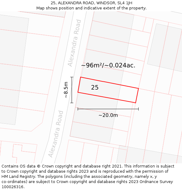 25, ALEXANDRA ROAD, WINDSOR, SL4 1JH: Plot and title map