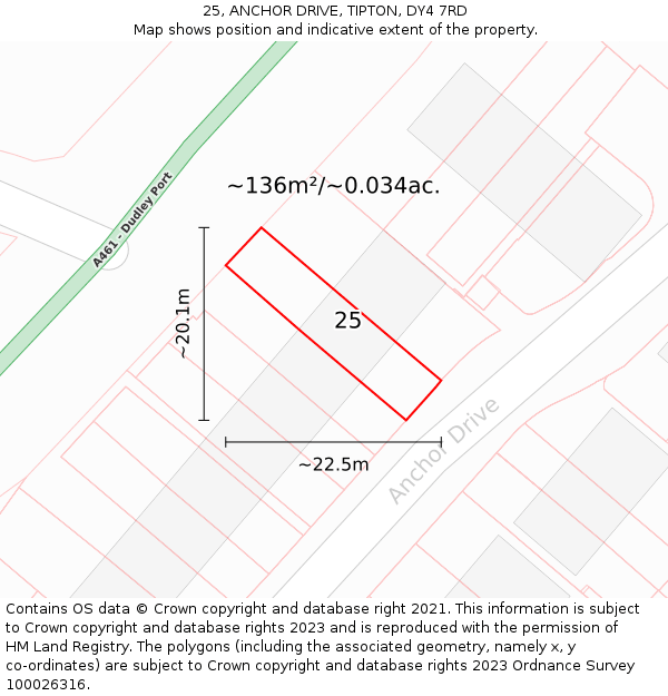 25, ANCHOR DRIVE, TIPTON, DY4 7RD: Plot and title map