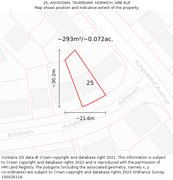 25, ASHDOWN, TAVERHAM, NORWICH, NR8 6UF: Plot and title map