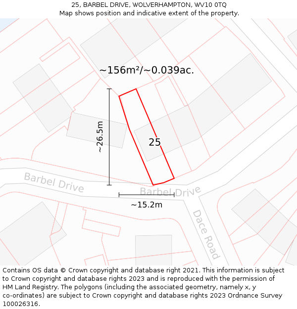 25, BARBEL DRIVE, WOLVERHAMPTON, WV10 0TQ: Plot and title map