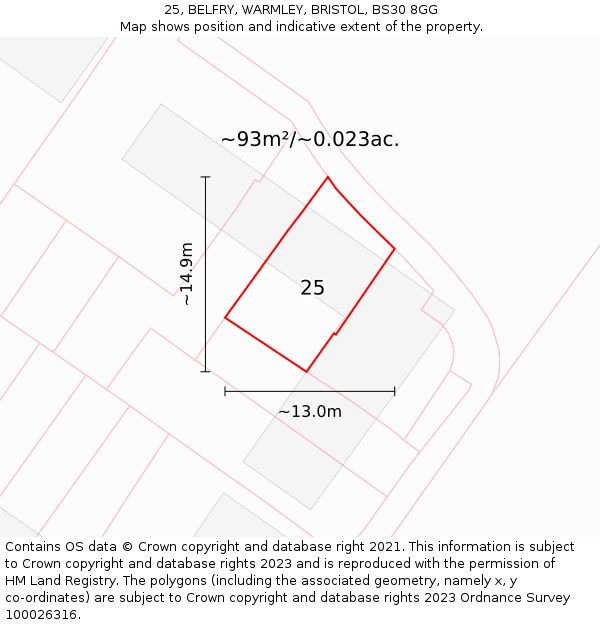 25, BELFRY, WARMLEY, BRISTOL, BS30 8GG: Plot and title map