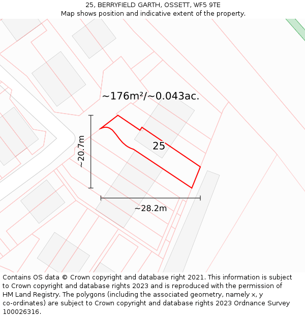 25, BERRYFIELD GARTH, OSSETT, WF5 9TE: Plot and title map