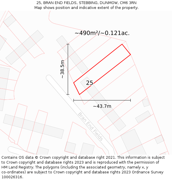25, BRAN END FIELDS, STEBBING, DUNMOW, CM6 3RN: Plot and title map