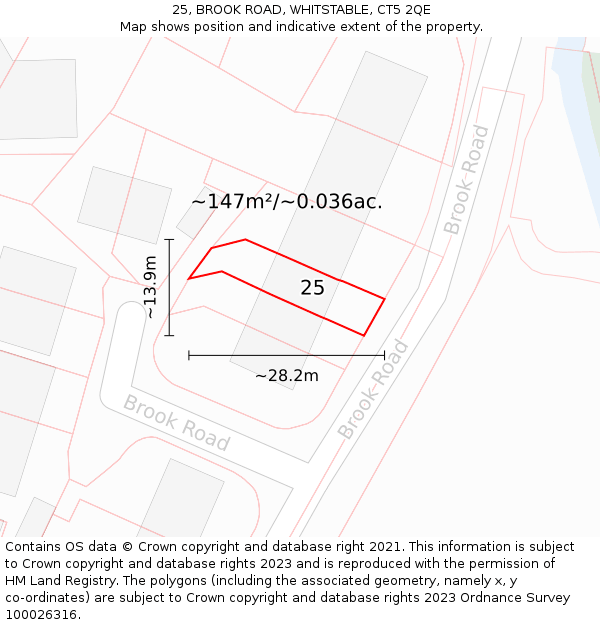 25, BROOK ROAD, WHITSTABLE, CT5 2QE: Plot and title map