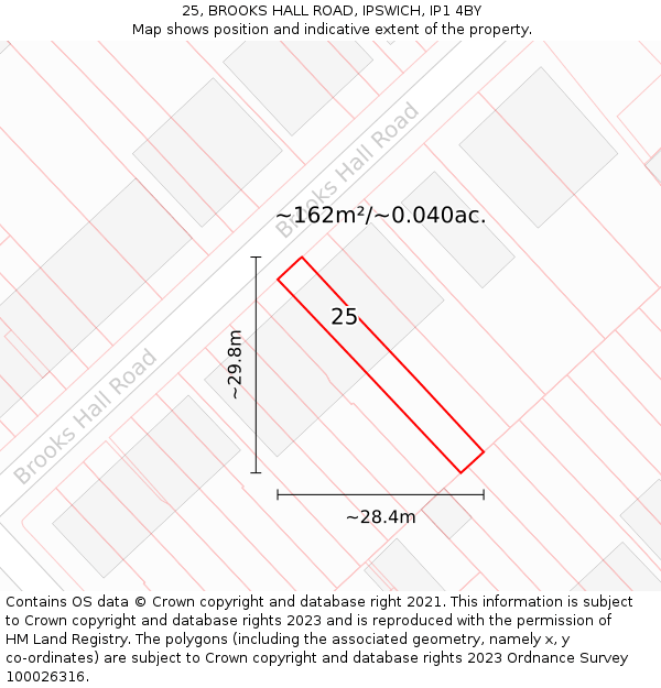 25, BROOKS HALL ROAD, IPSWICH, IP1 4BY: Plot and title map