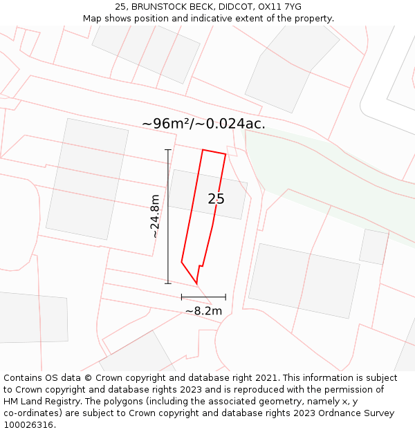 25, BRUNSTOCK BECK, DIDCOT, OX11 7YG: Plot and title map