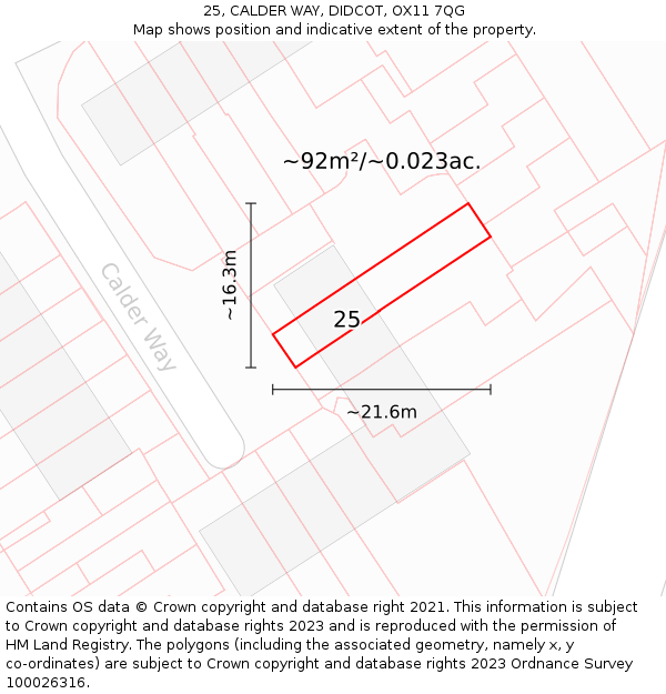 25, CALDER WAY, DIDCOT, OX11 7QG: Plot and title map