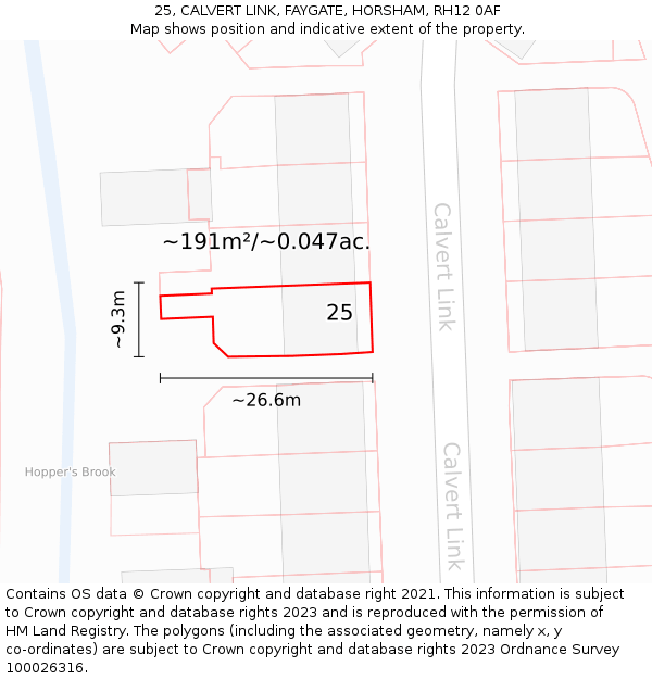 25, CALVERT LINK, FAYGATE, HORSHAM, RH12 0AF: Plot and title map