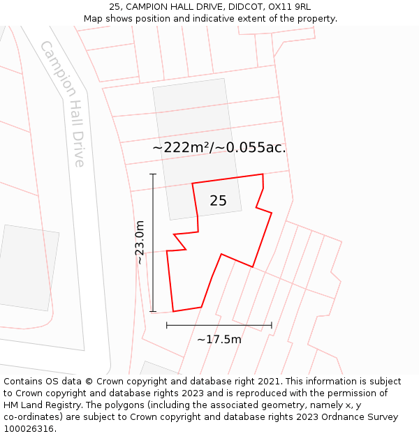 25, CAMPION HALL DRIVE, DIDCOT, OX11 9RL: Plot and title map