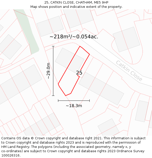 25, CATKIN CLOSE, CHATHAM, ME5 9HP: Plot and title map