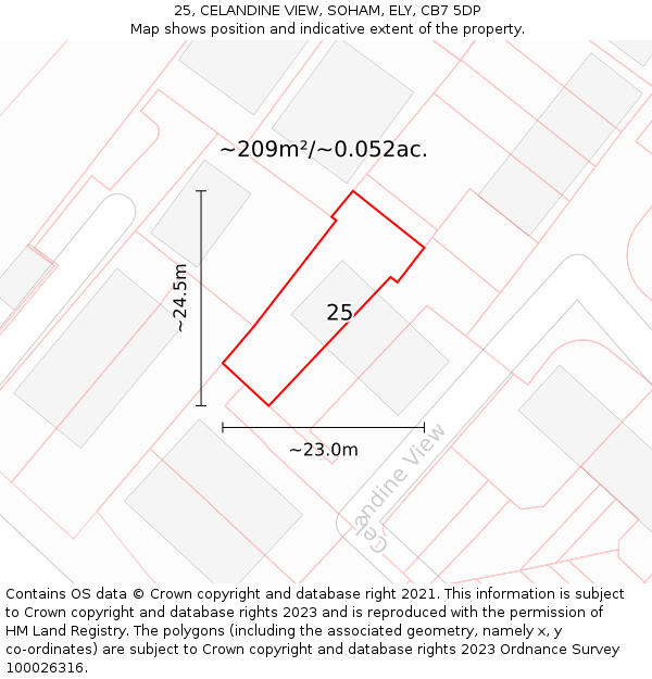 25, CELANDINE VIEW, SOHAM, ELY, CB7 5DP: Plot and title map