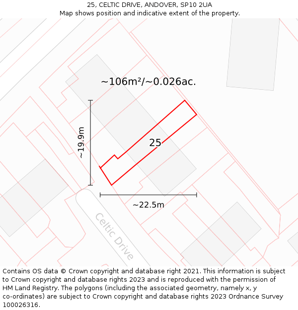 25, CELTIC DRIVE, ANDOVER, SP10 2UA: Plot and title map