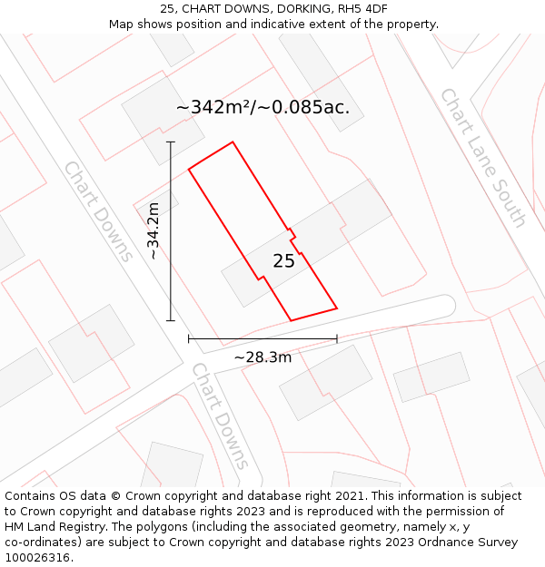 25, CHART DOWNS, DORKING, RH5 4DF: Plot and title map