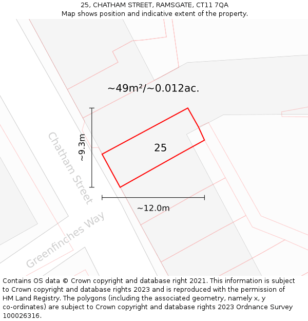 25, CHATHAM STREET, RAMSGATE, CT11 7QA: Plot and title map
