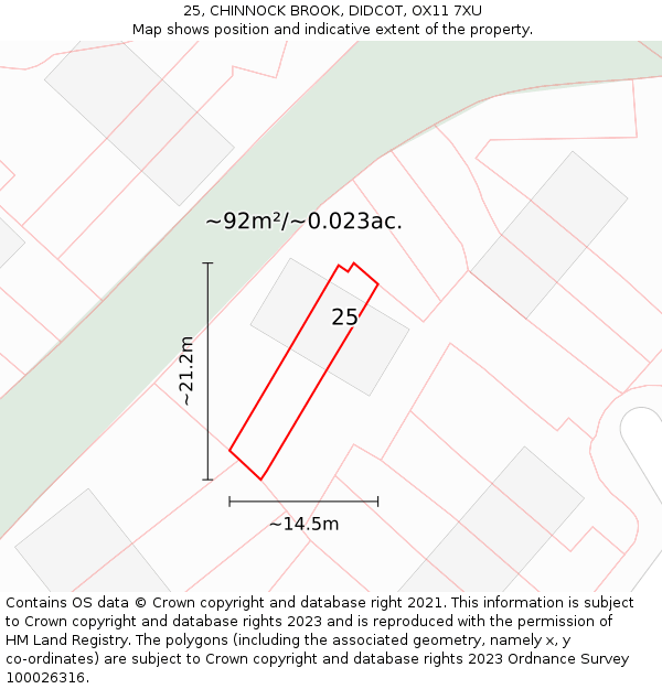 25, CHINNOCK BROOK, DIDCOT, OX11 7XU: Plot and title map