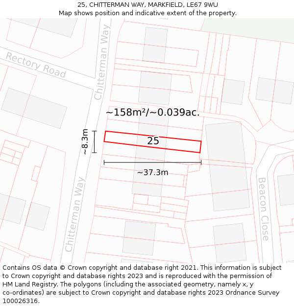 25, CHITTERMAN WAY, MARKFIELD, LE67 9WU: Plot and title map