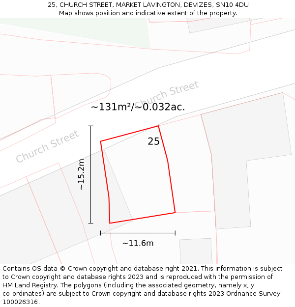 25, CHURCH STREET, MARKET LAVINGTON, DEVIZES, SN10 4DU: Plot and title map
