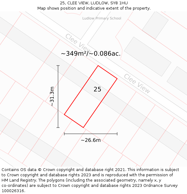 25, CLEE VIEW, LUDLOW, SY8 1HU: Plot and title map