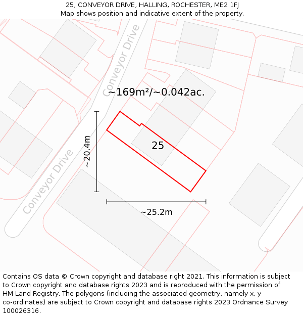 25, CONVEYOR DRIVE, HALLING, ROCHESTER, ME2 1FJ: Plot and title map